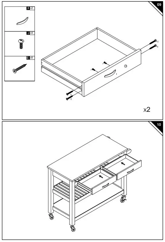 KITCHEN-ISLAND DL-DT1910-Two-Drawers-Serving-Cart-fig-7
