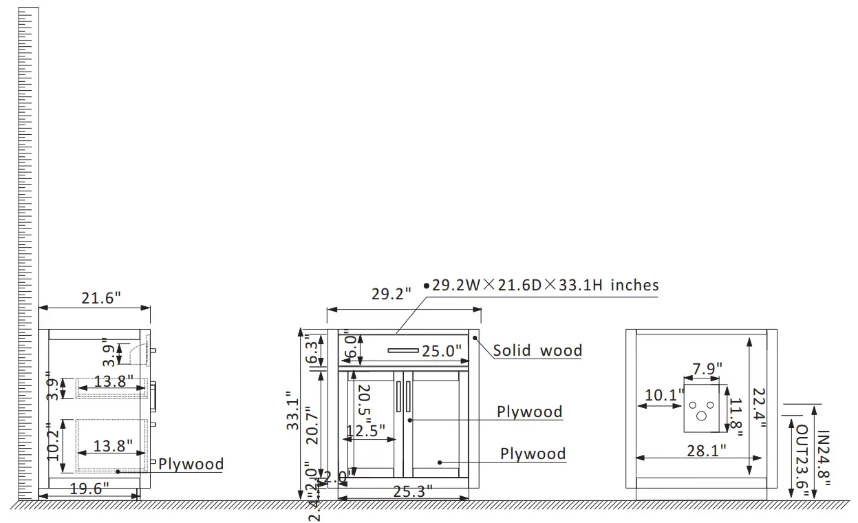 ALTAIR 531030 CAB WH NM D x 33 1 in  H Bath Vanity Cabinet