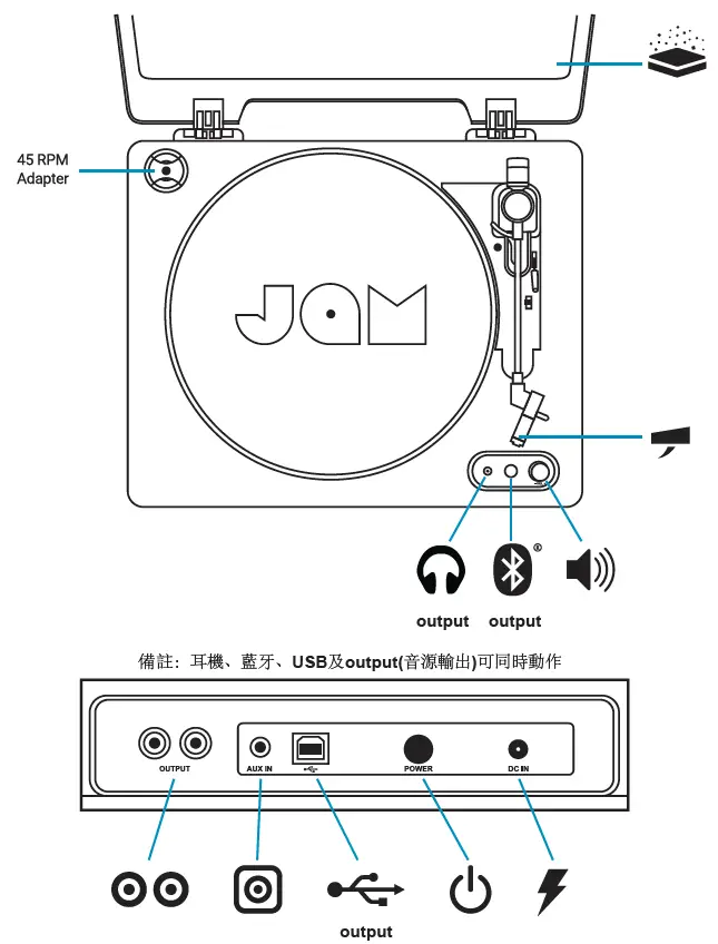 JAM HX-TT400-B Spun Out Bluetooth Turntable fig 2