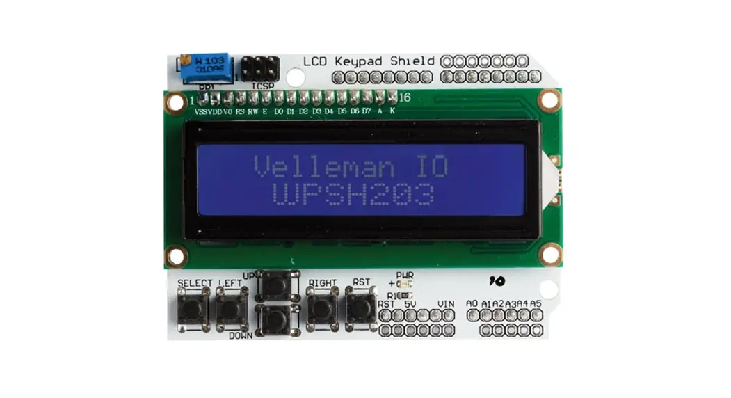 Whadda Wpsh203 Lcd And Keypad Shield For Arduino User Manual