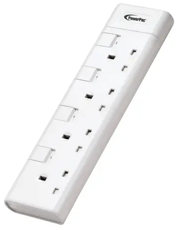 SAFETY PP8554N 4 Way Extension Cord, Extension Socket