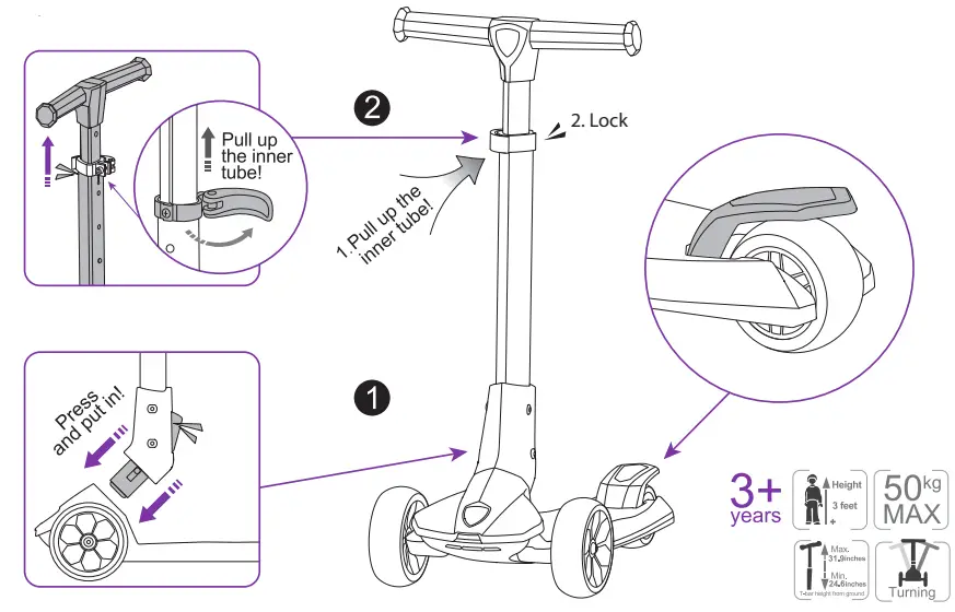 HURTLE HURXLBU 3-Wheel Foldable Kids Scooter-fig3
