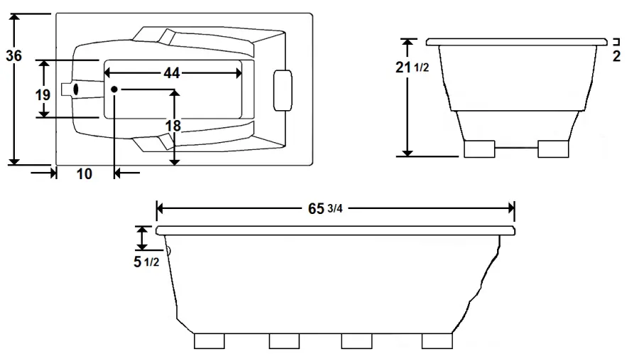 Laurel-Mountain-3666MT064-MERCER-VII-66-X-36-Inch-Drop-In-Acrylic-Tub-fig-1