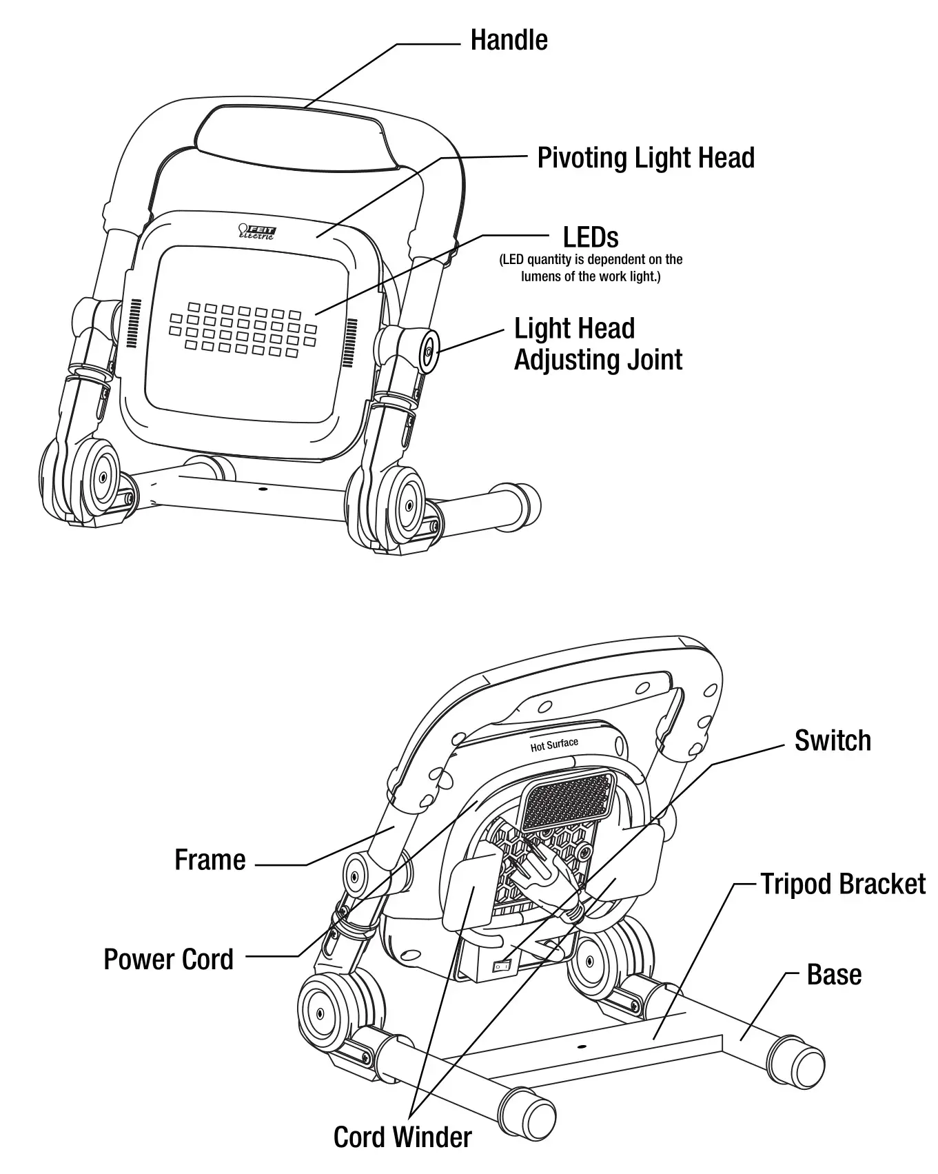 FEIT WORK2000XLPLUGFOLD Foldable Work Light - Parts of the Work Light