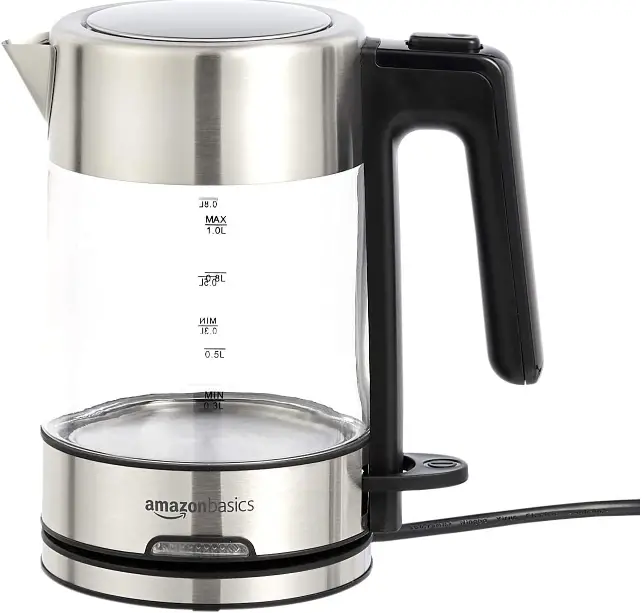 amazon basics B082MVGP8T Electric Glass and Steel Kettle - 1.0 L