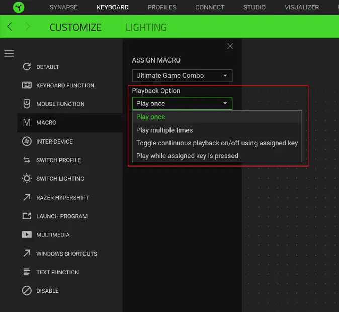 assign macros on Razer Synapse 3