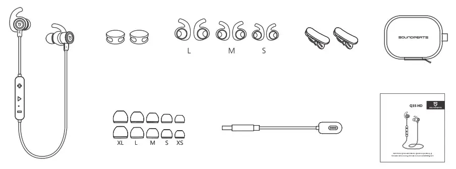 SOUNDPEATS Q35 HD Wireless Bluetooth Earphone - Package Content