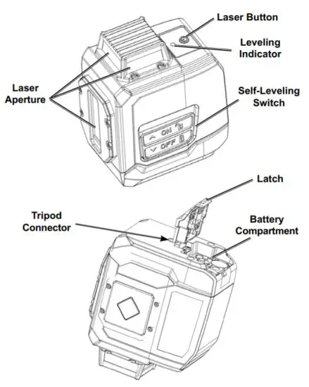 BAUER 57933 50 ft Self Leveling 360 Degree Horizontal Cross Line Laser Level - Functions
