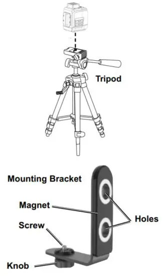 BAUER 57933 50 ft Self Leveling 360 Degree Horizontal Cross Line Laser Level - Mounting