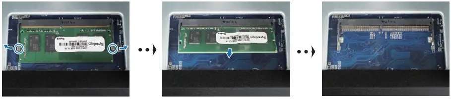 Synology DiskStation Synologythe memory module outward.