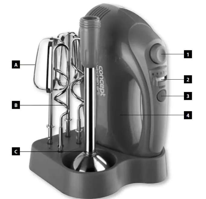 concept SR3350 SR3370 Hand Mixers - button