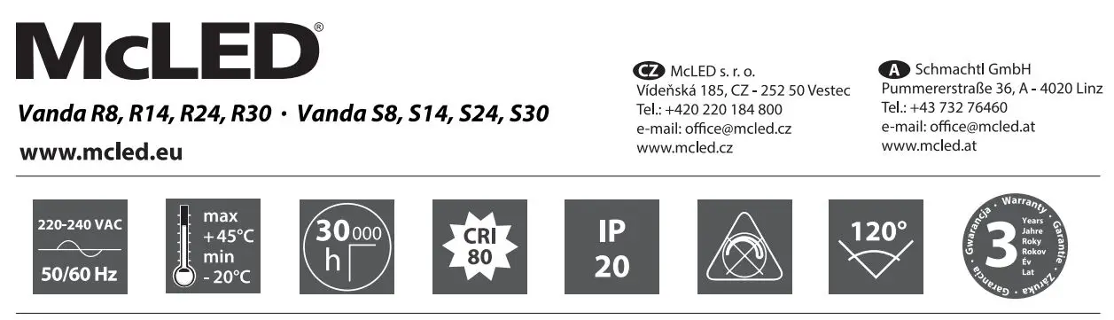 McLED Vanda S14 14W 4000K LED Lamp Instruction Manual