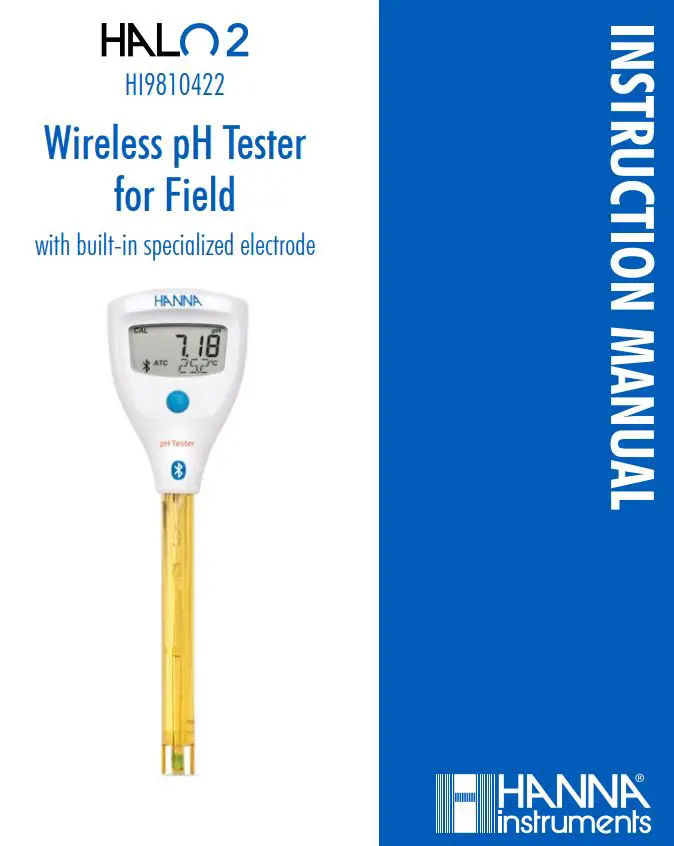 HANNA instruments HI9810422 HALO2 Wireless pH Tester for Field Instruction Manual