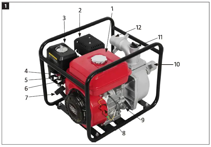 MEEC TOOLS 016368 Petrol Driven Water Pump fig 1