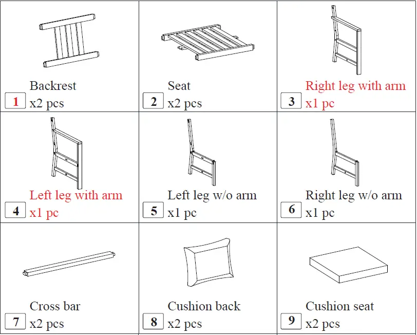 HOMEDEPOT ZMWV208 Acacia Wood Loveseat with Separable Coffee Table fig 1