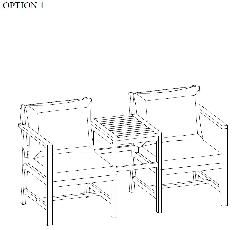 HOMEDEPOT ZMWV208 Acacia Wood Loveseat with Separable Coffee Table fig 11
