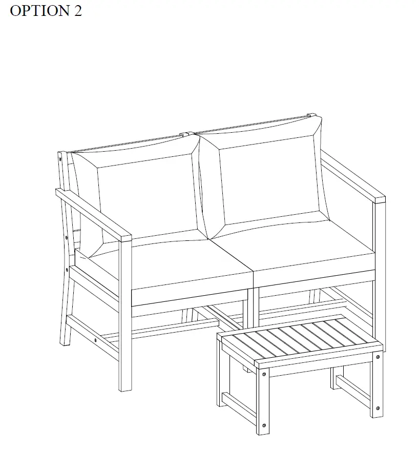 HOMEDEPOT ZMWV208 Acacia Wood Loveseat with Separable Coffee Table fig 12