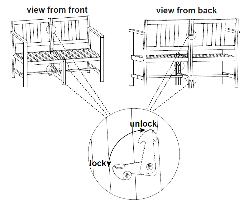 HOMEDEPOT ZMWV208 Acacia Wood Loveseat with Separable Coffee Table fig 9