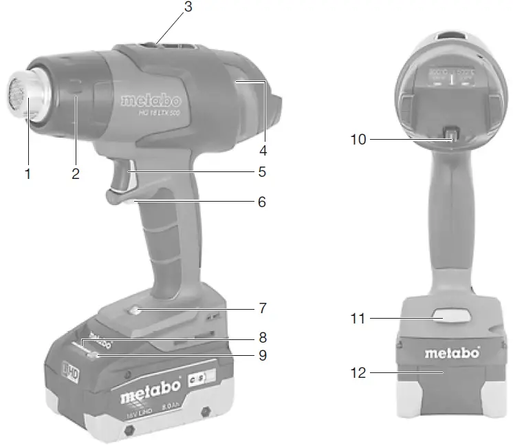metabo HG 18 LTX 500 Hot Air Blower-1