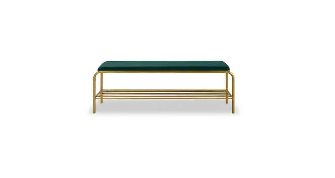 Kahomvis Rys-lkw2-679 Dark Green Velvet Shoe Storage Bench Instruction Manual