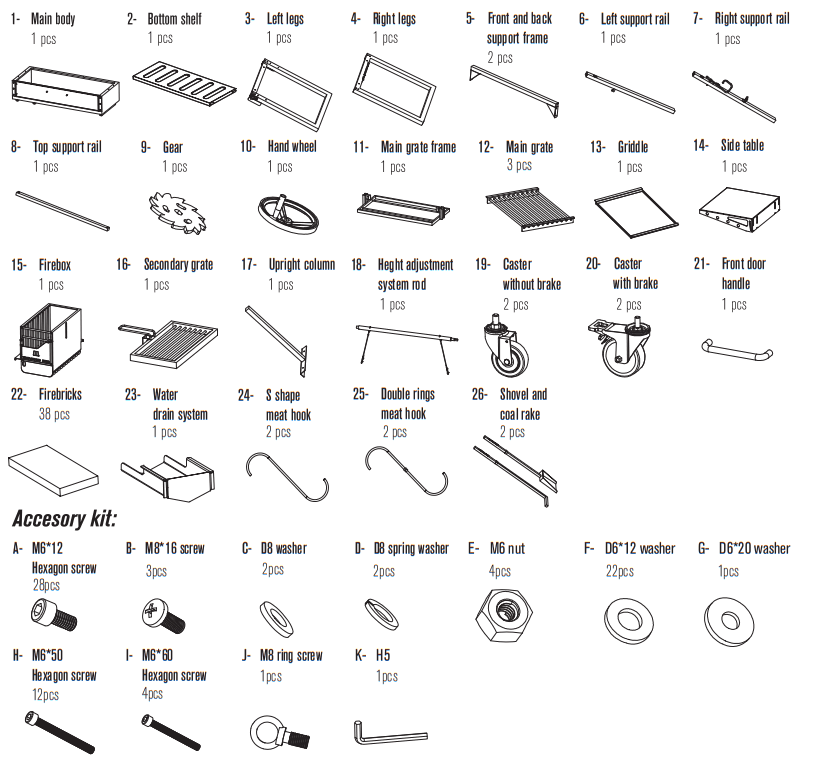 TAGWOOD BBQ BBQ03SI Argentine Santa Maria Wood Fire & Charcoal Grill - fig 1