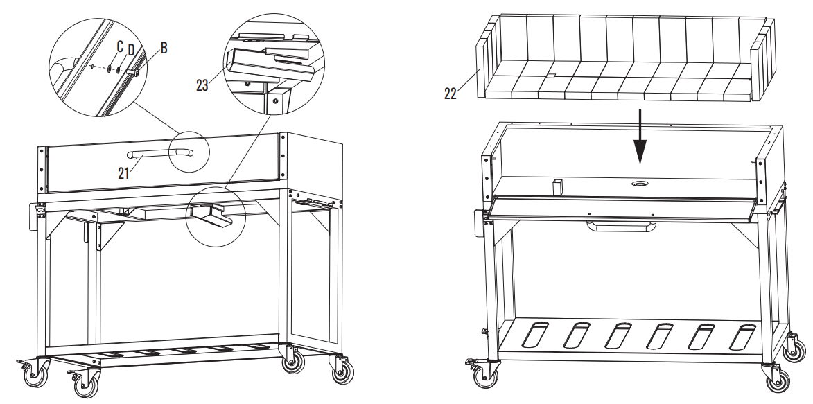 TAGWOOD BBQ BBQ03SI Argentine Santa Maria Wood Fire & Charcoal Grill - fig 4
