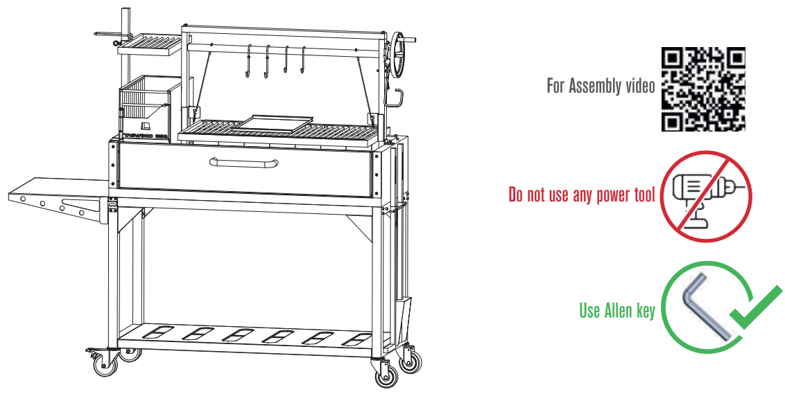 TAGWOOD BBQ BBQ03SI Argentine Santa Maria Wood Fire & Charcoal Grill - fig