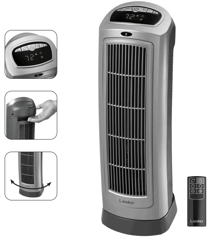 Lasko 755320 Ceramic Tower Heater with Remote Control