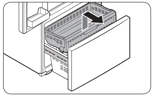 SAMSUNG RF4500A 30 Inch French Door Refrigerator - front of the upper