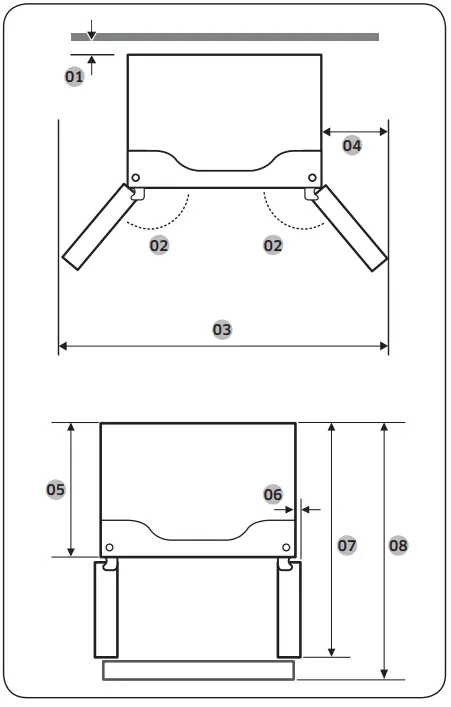 SAMSUNG RF4500A 30 Inch French Door Refrigerator - measurements