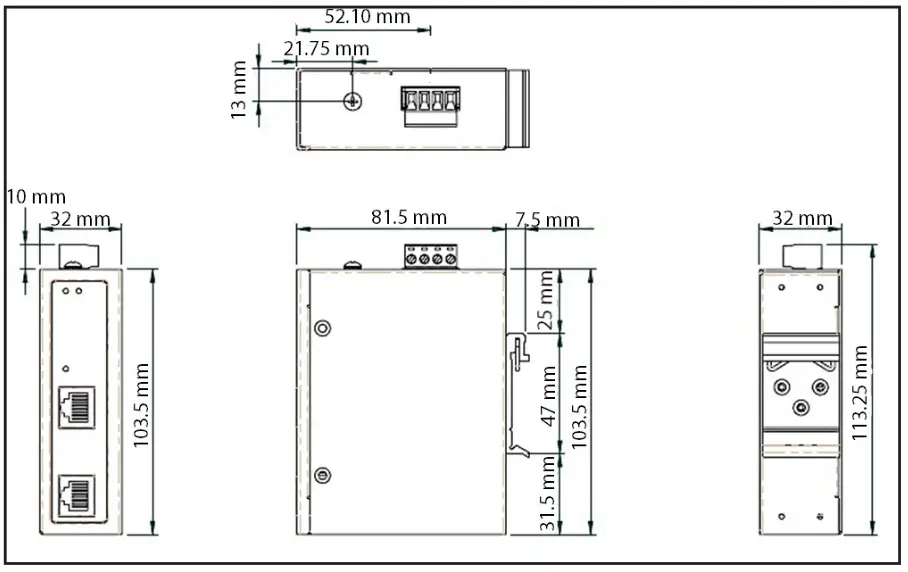 StarTech POEINJ30W 30W Industrial Grade Hardened -- Product Dimensions