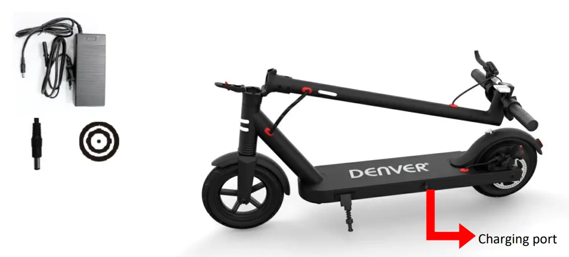 DENVER SEL-85350F Lime Electric Scooter - Charging
