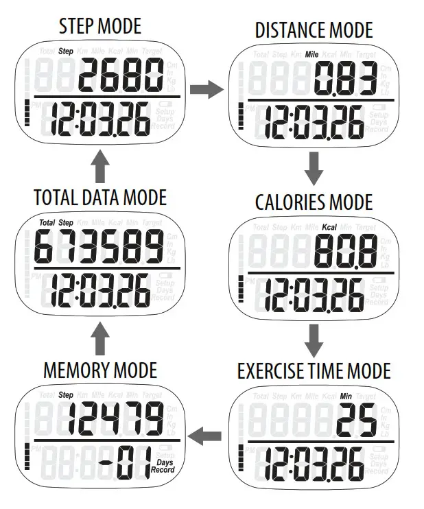 3D Hip and Pocket Pedometer - Displays the accumulated totals & displays