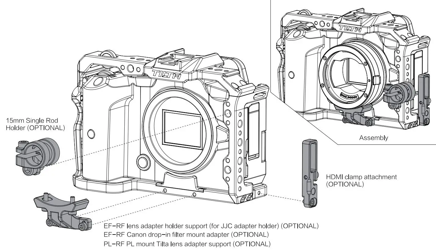 TILTA TA-T22-A-G Camera Cage Kit B for Canon User Manual - Installing Accessories