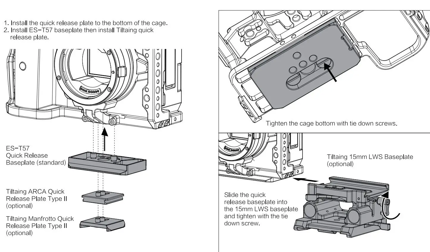 TILTA TA-T22-A-G Camera Cage Kit B for Canon User Manual - Installing Quick Release Plate