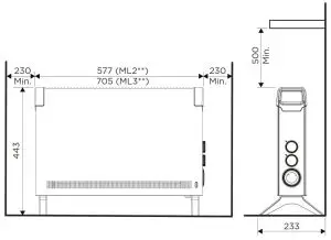 Dimplex Convector Heater ML Series -Dimensions