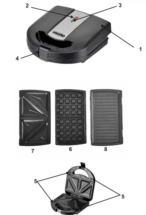 mesko MS 3045 3 In 1 Sandwich Maker- overview