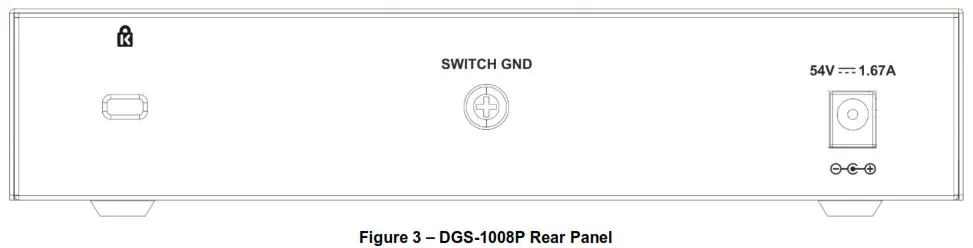 D-Link 8-Port Gigabit Unmanaged Desktop PoE Switch DGS-1008P- Rear Panel