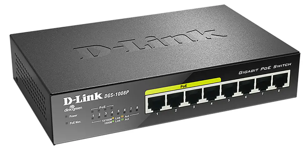 D-Link 8-Port Gigabit Unmanaged Desktop PoE Switch DGS-1008P