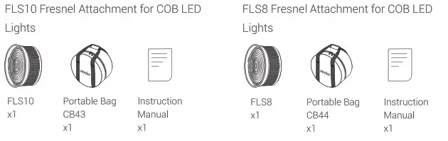 Godoz FLS8 Fresnel Attachment for Cob LED Lights- Items