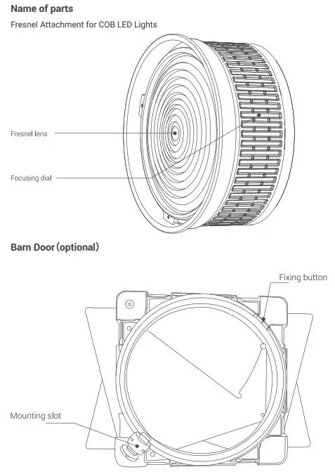 Godoz FLS8 Fresnel Attachment for Cob LED Lights- Parts