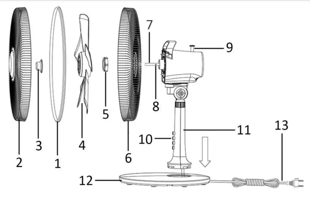 emerio FN 1142244 Desk Table Fan - PARTS DESCRIPTION