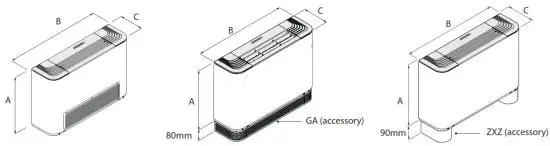 AERMEC FCZ300A Fan Coil Floor Fan - dimmision1