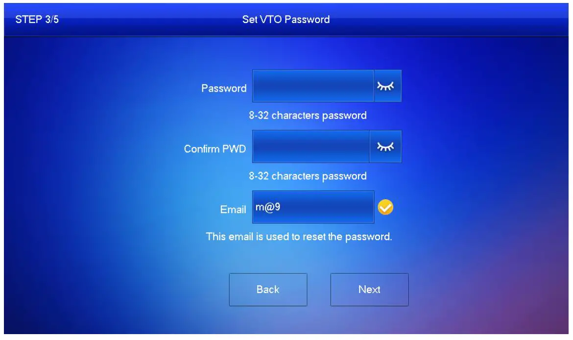 dahua VTH2621GWP Digital Indoor Monitor - Set password for VTO