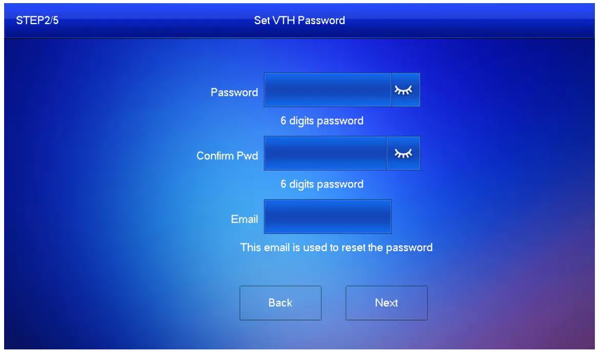 dahua VTH2621GWP Digital Indoor Monitor - Set password