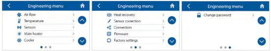 VENTS A25 Sensor Control Panel - Engineering menu