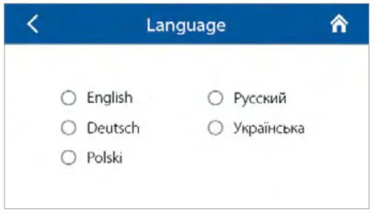 VENTS A25 Sensor Control Panel - Language