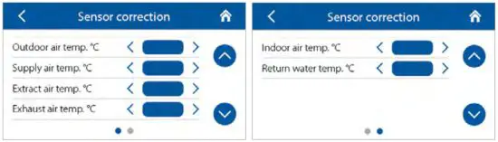 VENTS A25 Sensor Control Panel - Sensor correction
