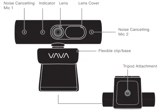 VAVA VA-VD020 2K HD Webcam with Dual Microphones -