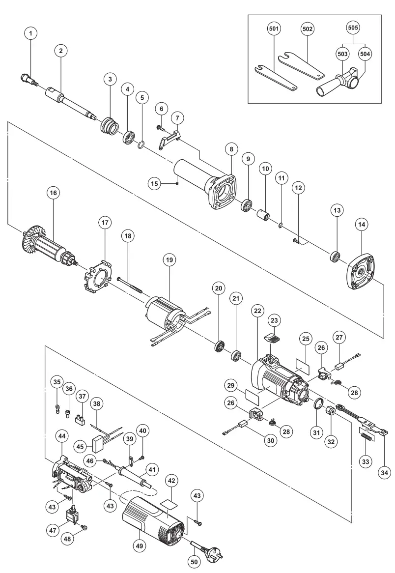HiKOKI GP 3V Electronic Hand Grinder - Diagram 1